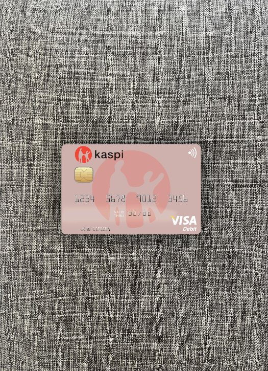 Download Kazakhstan Kaspi Bank visa debit card photolook front Photoshop template